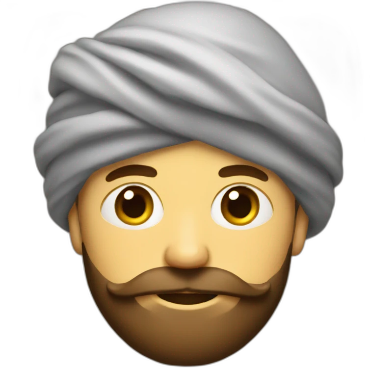 white man wearing big turban + dark brown big beard emoji