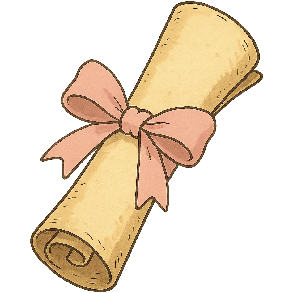 parchment tied with a pastel pink bow emoji