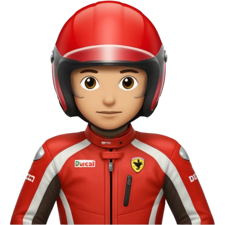biker with red ducati helmet and red ducati suit emoji