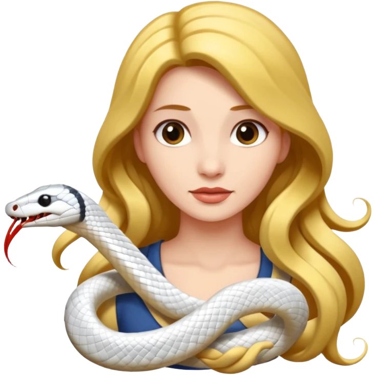 Woman coiled by white snake emoji