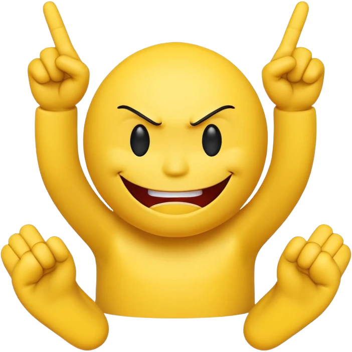 Smiley face with a attitude face and flipping his middle fingers of both hands and both feets emoji