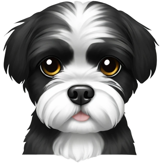 Shih tzu black and white with heart  emoji