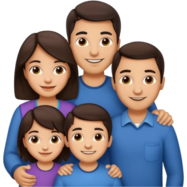 Hispanic family of five: mom, dad, two boys, one girl, all with medium skin and dark brown hair emoji