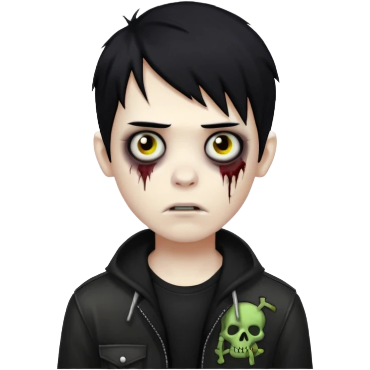 boy zombie with black hair emo emoji