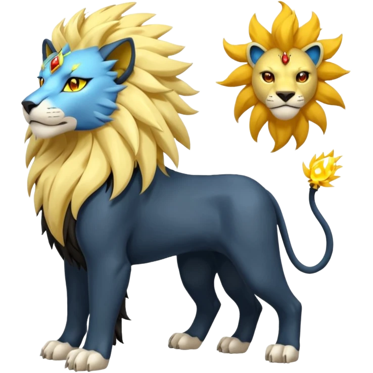 Pyroar-Solgaleo-Luxray-Fakémon-hybrid-creature (full body)  emoji