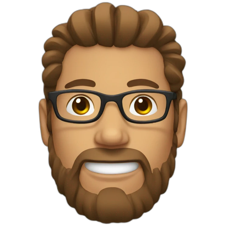 Man with brown hair man bun with transparent glasses emoji
