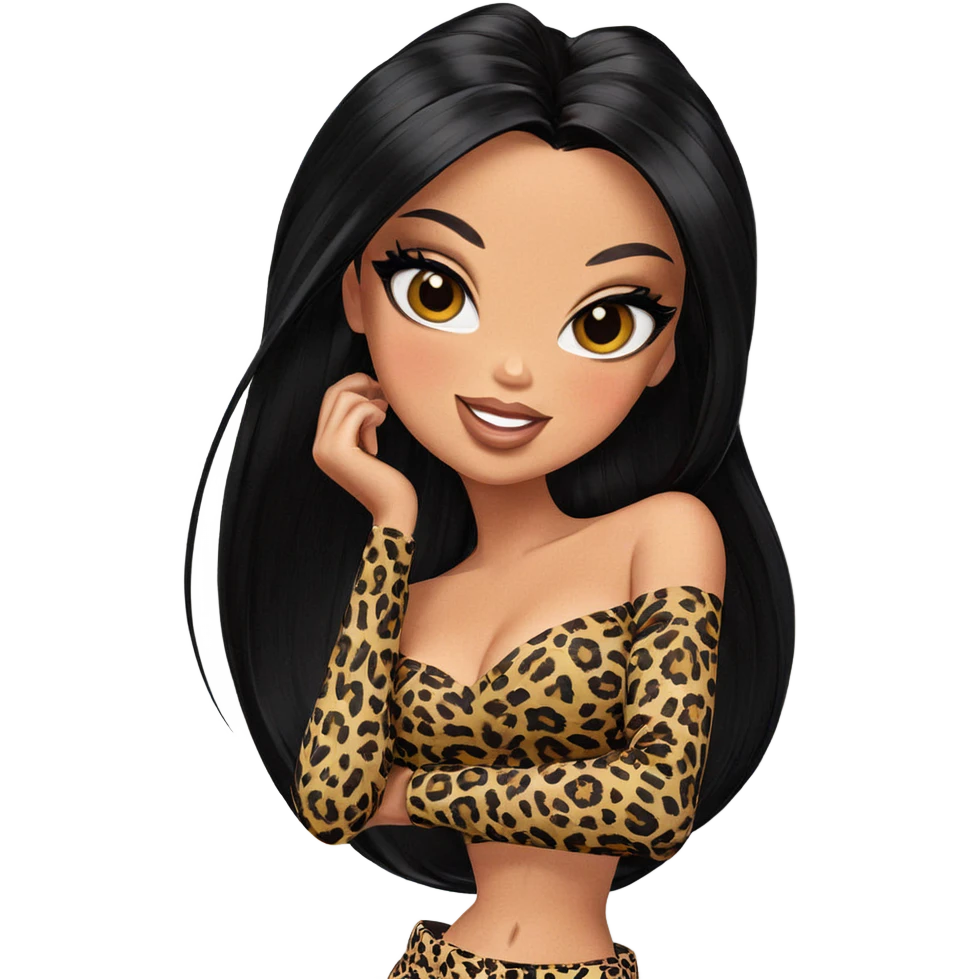 smiling girl in leopard print emoji