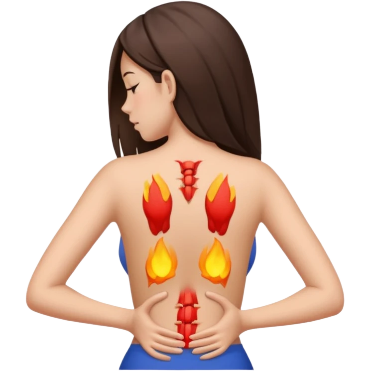 brunette girl has back pain emoji