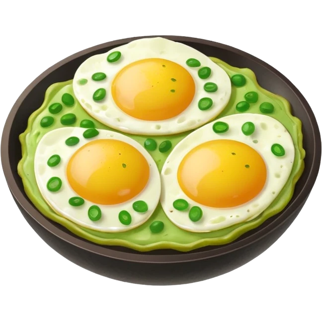 Huevos con llemas verdes con jamon verde emoji
