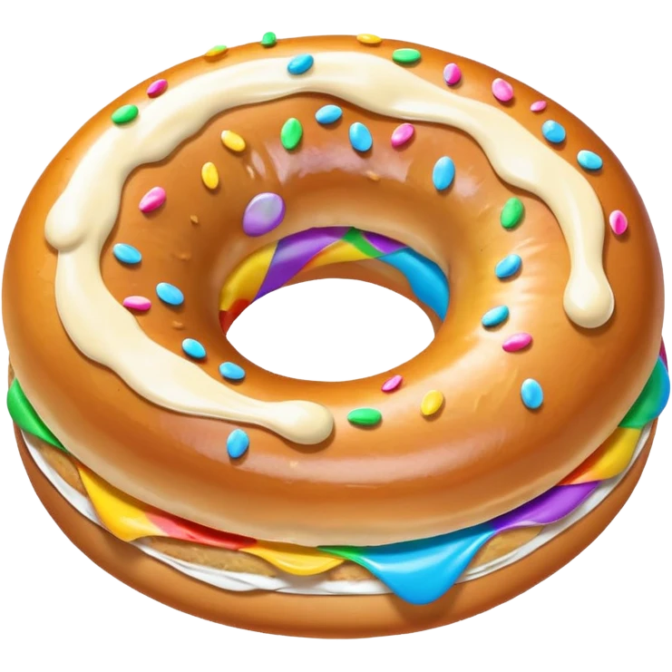  🥯 realistic with rianbow ice cream inside  emoji
