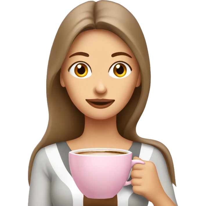 slavic Women drinking coffee in light pink cup emoji