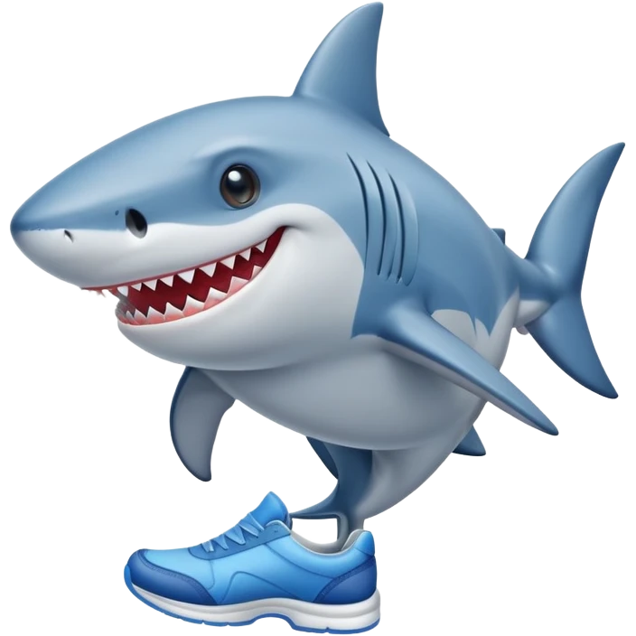 smiling shark wearing blue shoes emoji