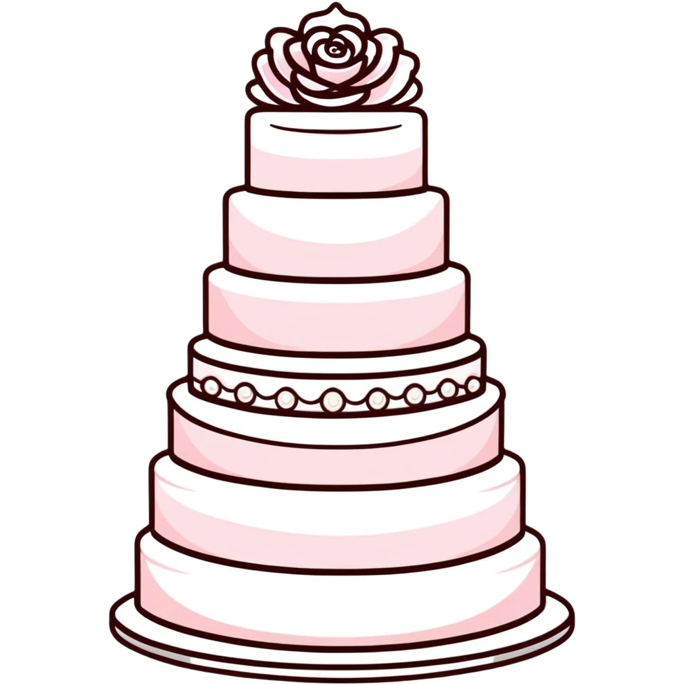 elegant multi-tier light pink wedding cake with pearl decorations emoji