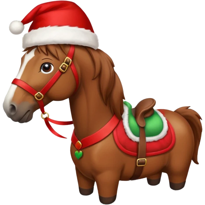 christmas brown horse with a red saddle emoji