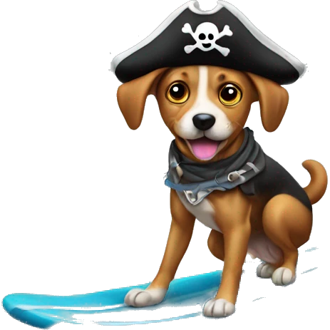 One eye pirate dog surfing emoji