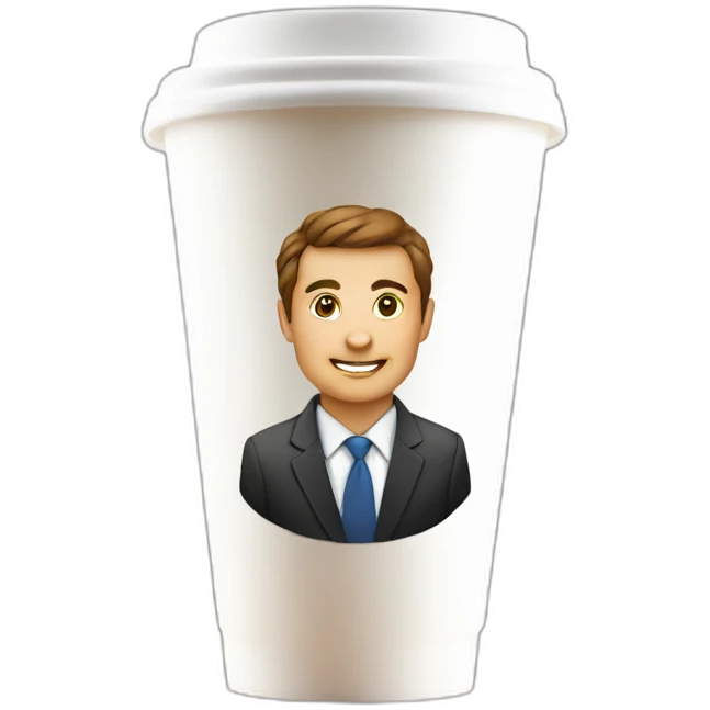 business portrait on a coffee to go cup emoji