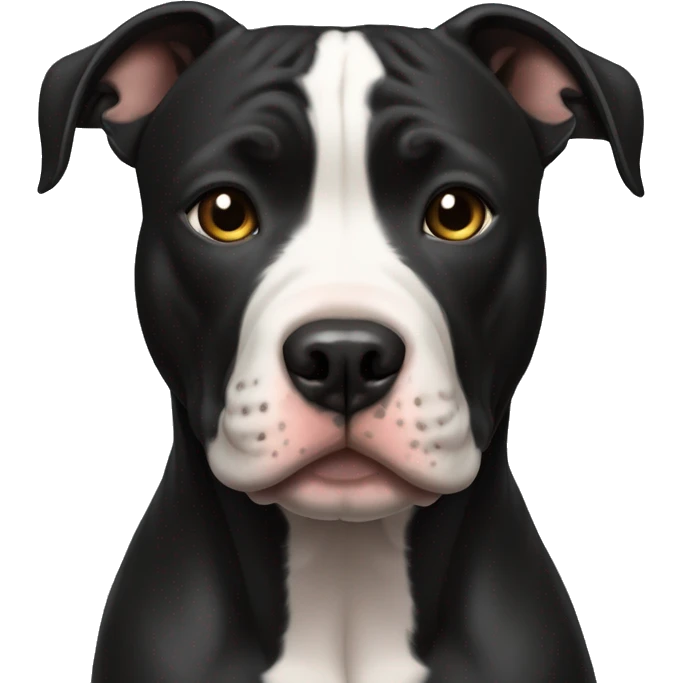 Perro pitbull negro con una dueña, piel clara ,pelo corto y negro  emoji