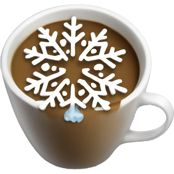 A cup of coffee  with a snowflake on top emoji
