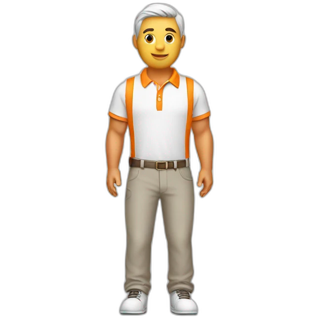 A man with polo white and orange emoji