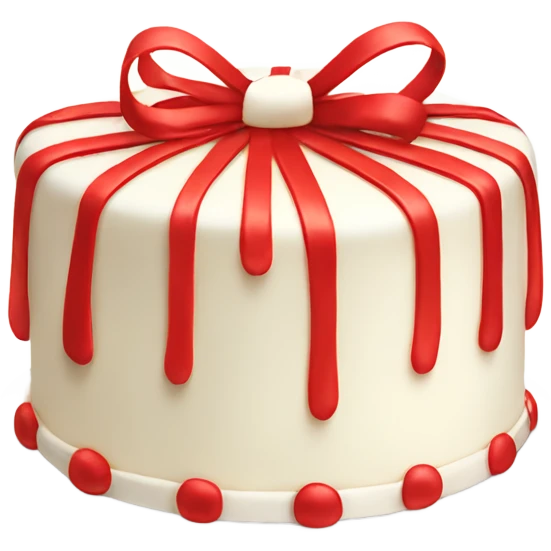 white cake with red thin bows emoji