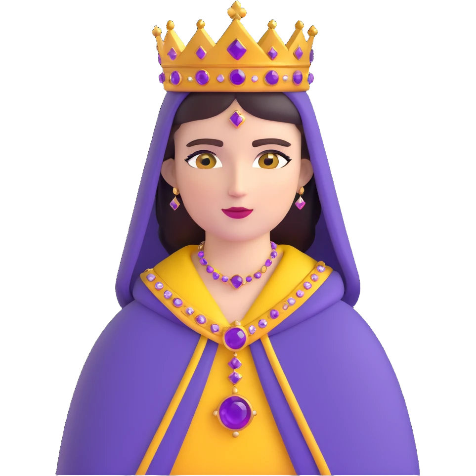 Empress Theodora wearing a jeweled crown and purple cloak emoji