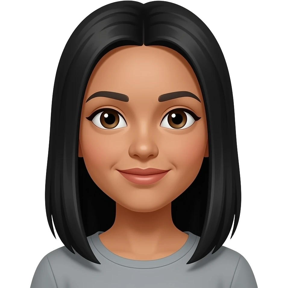 Une fille avec une peau "tan skin" avec des cheveux noirs lisses emoji