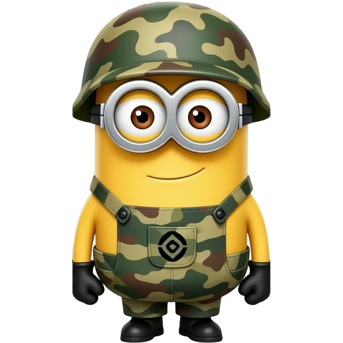 minion wearing army fatigues in jail text your in time out emoji