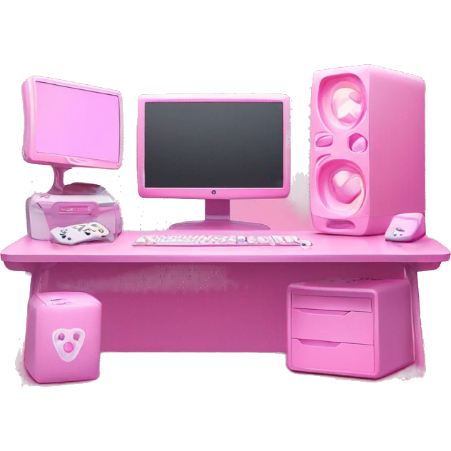 KAWAII PINK GAMING COMPUTER SETUP WITH RGB PINK GIRLY gaming setup LIGHTPINK emoji