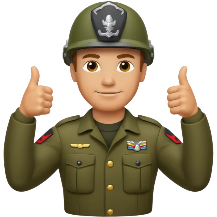 Create me emojis for commando, with helmet on head and theme from that move, including arnold. For example commando thumbs up emoji