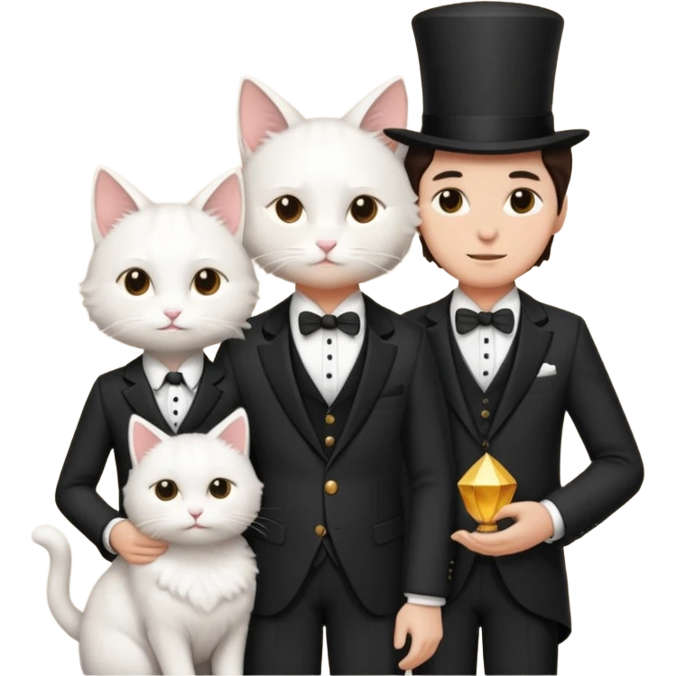 magician couple and their pet cat emoji