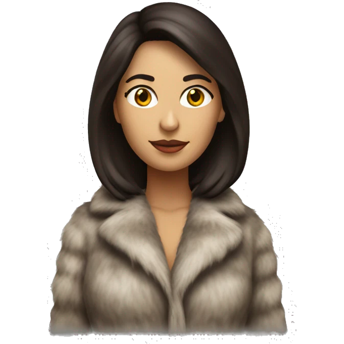 Realistic brunette mob wife full body fur coat emoji
