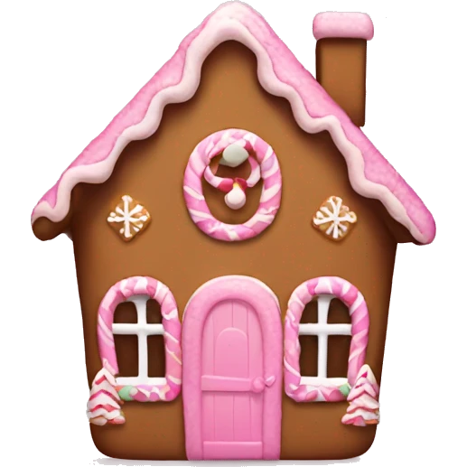 A pink gingerbread house emoji