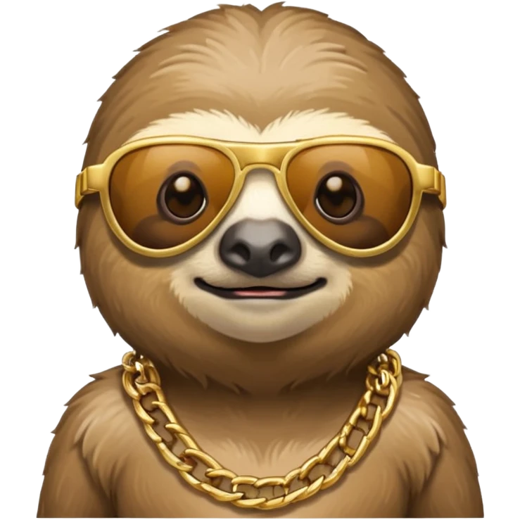 Sloth with sunglasses and gold chains emoji