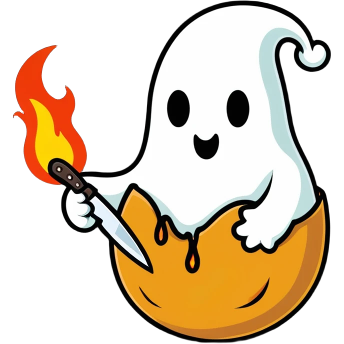 potato ghost holding a knife and fire emoji