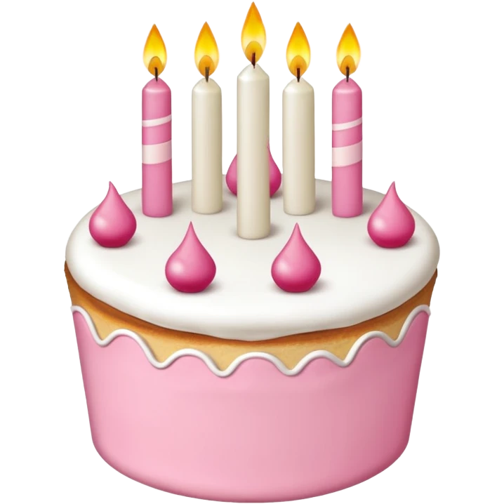 torta de cumpleaños rosa y blanca  linda  que tenga velitas emoji