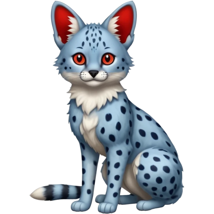Blue serval with red eyes, full body emoji