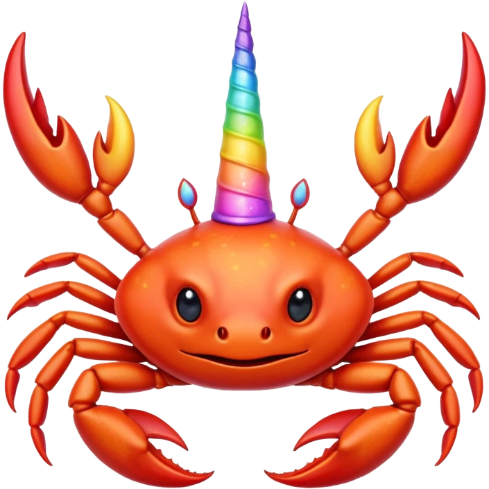 a simple stylised crab with a unicorn horn emoji