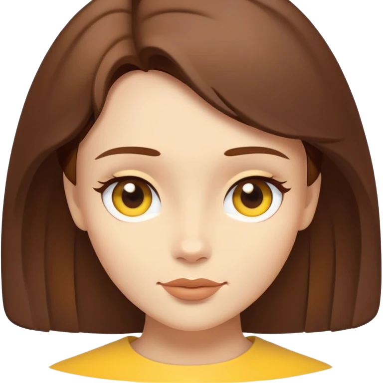 ultra minimal belle face only, tiny icon, extremely simplified, single color brown hair, yellow accent, absolute minimum details emoji