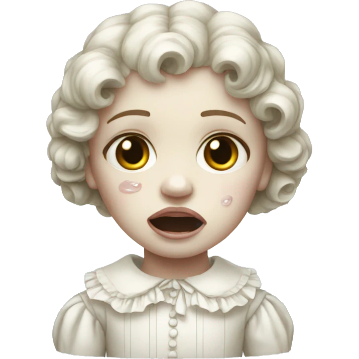 creepy cracked porcelain doll crying emoji