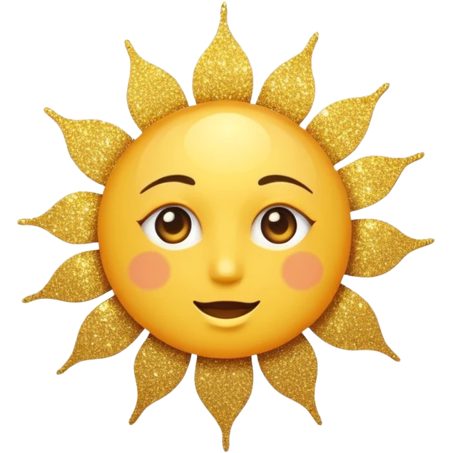 sun in 2d golden glitter in colour emoji