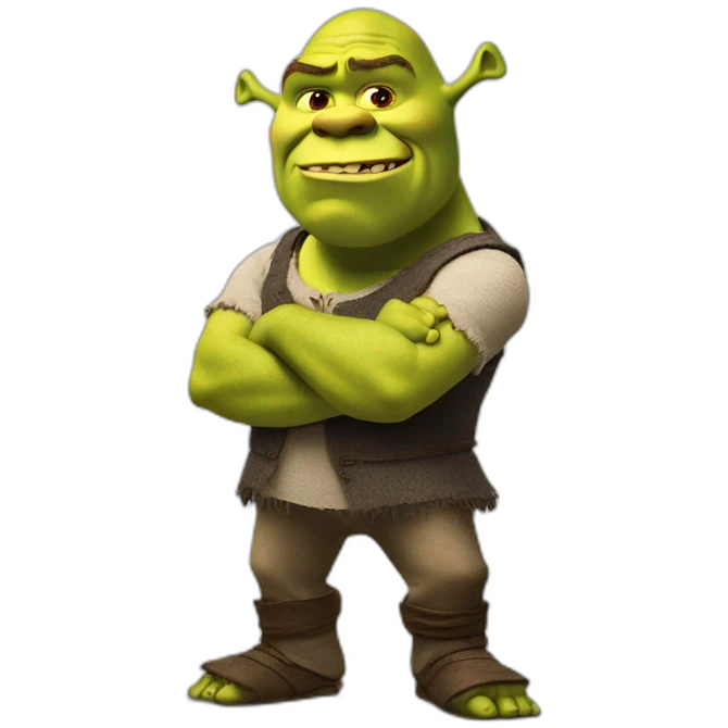Shrek articulates saying no with hands and angry face emoji