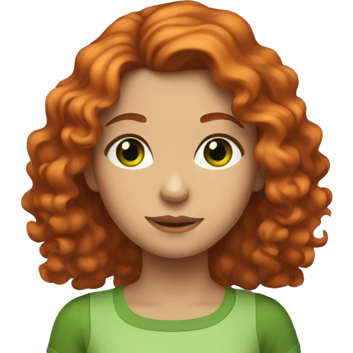 A red-haired girl with wavy hair and green eyes  emoji