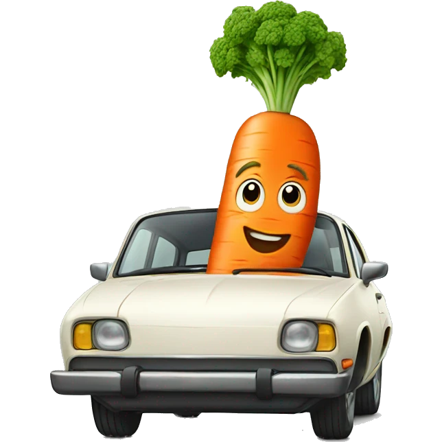 Humanlike Carrot in a car emoji