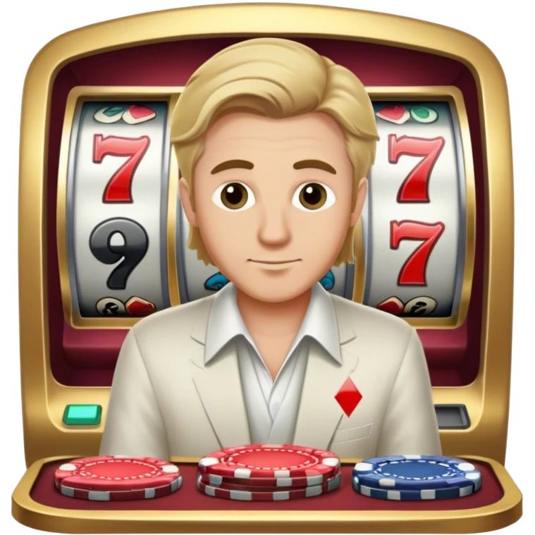 White guy with dirty blonde hair playing casino slots  emoji
