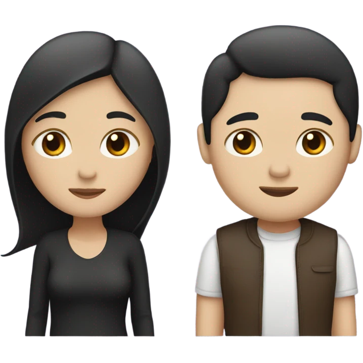 A white couple with black hair and dark brown hair emoji
