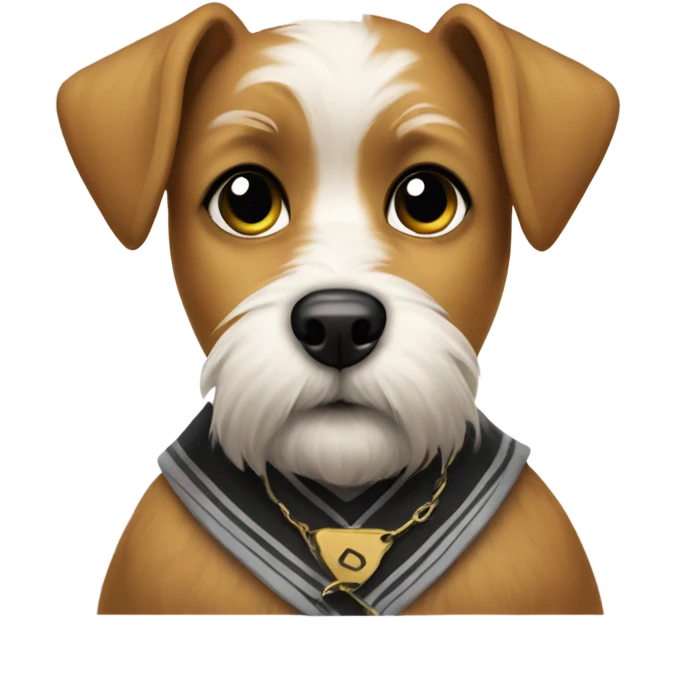 Terrier dog with shirt on that says BANDIT emoji