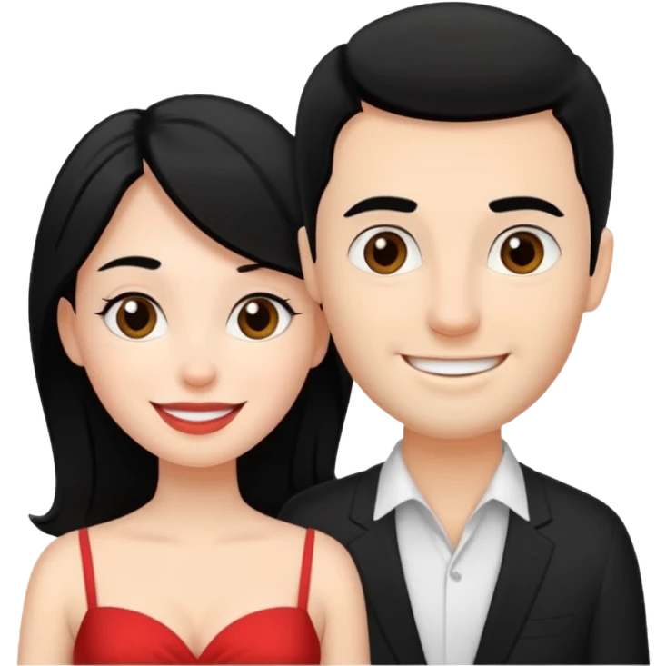 A white woman and man on their honeymoon (black hair) emoji