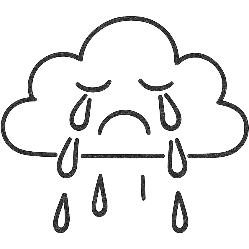 crying cloud icon with hand drawn outline style emoji