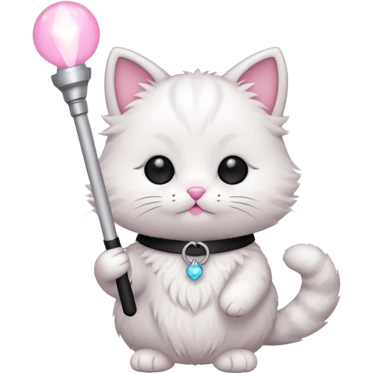 chibi cute cat holding a light stick emoji
