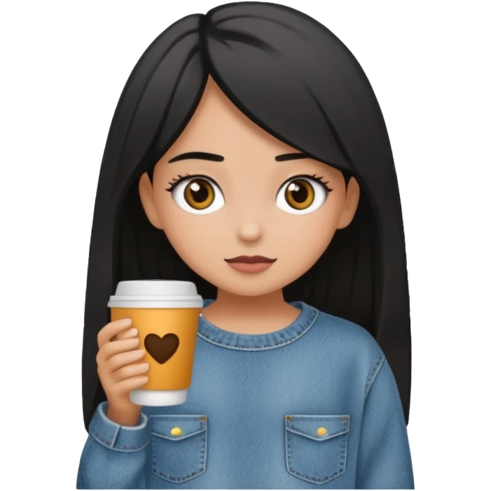 Niña colocha pelo negro ojos café suéter gris y baggy jeans emoji